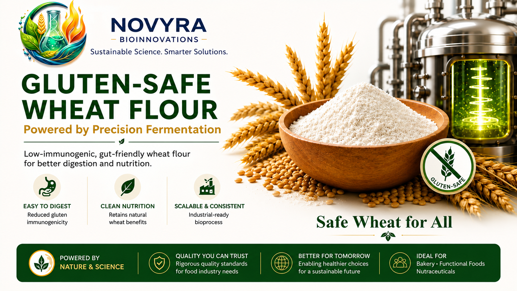 Novyra Bioinnovations â€“ Gluten-Safe Wheat Flour powered by Precision Fermentation